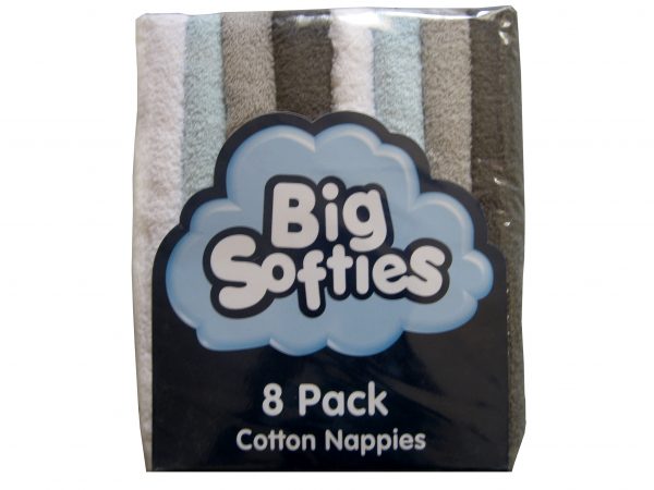 big softies traditional flat nappies pastel blue
